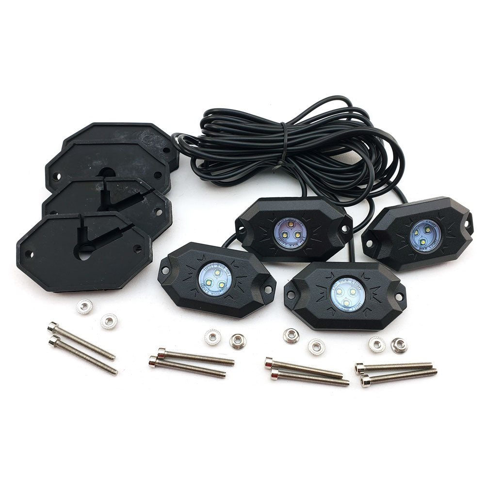 4 Piece White LED Rock Light Kit